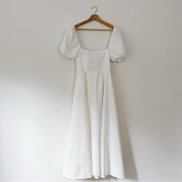 Reformation Marella Linen Puff-Sleeve Dress White - Picture 11 of 11